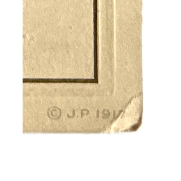 Antique 1917 Postcard Ephemera Embossed Unposted Signed Sparrow Flower Rose SEE - Picture 3 of 5